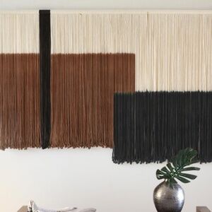 Macrame Rope Art Wall Hanging Tapestry Home Decor Black and Brown Accents